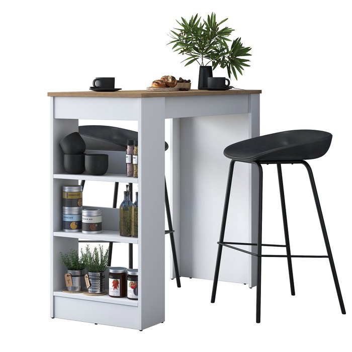 Hanah Home Mesa de Cocina Escandinava Nogal y Blanco
